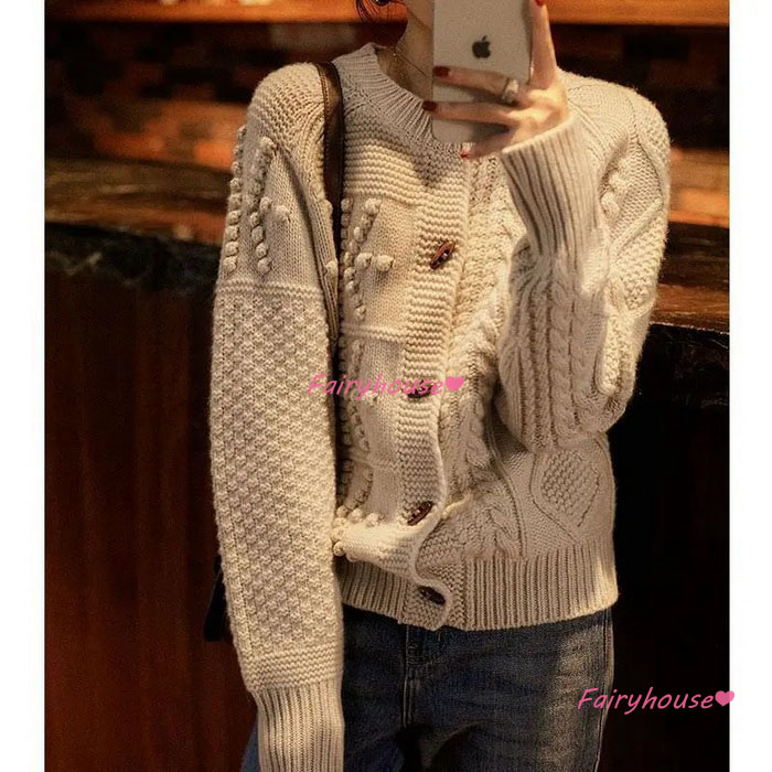 ニットカーディガン レディース 春秋冬 40代 長袖 ニットトップス 30代 ニットアウター おしゃれ韓国風 ショット丈セーター カーディガン コーディガン 50代 