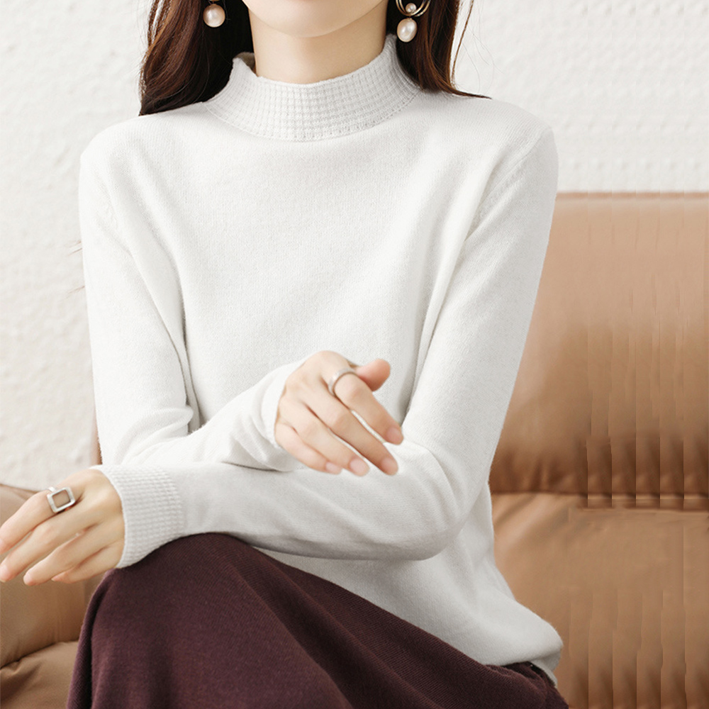 プチハイネックニットトップス レディース 。可  