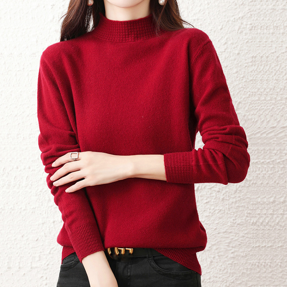 プチハイネックニットトップス レディース 。可  