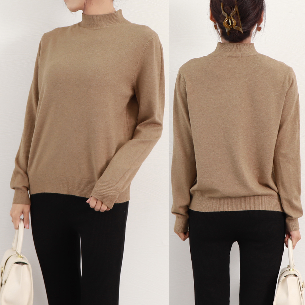 プチハイネックニットトップス レディース 。可  