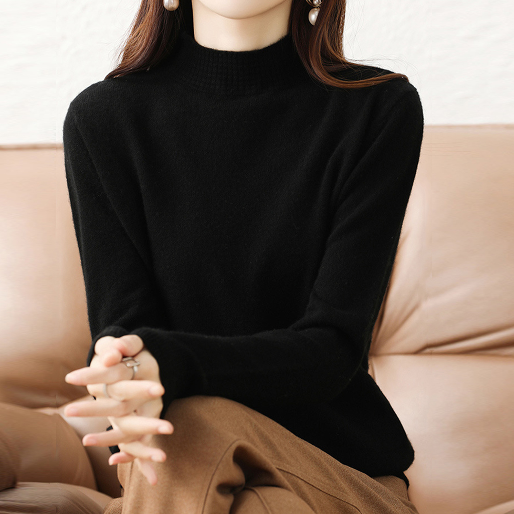 プチハイネックニットトップス レディース 。可  