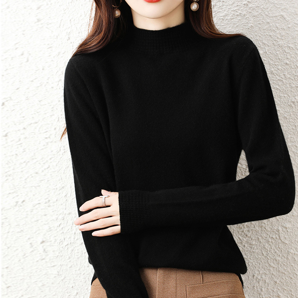 プチハイネックニットトップス レディース 。可  