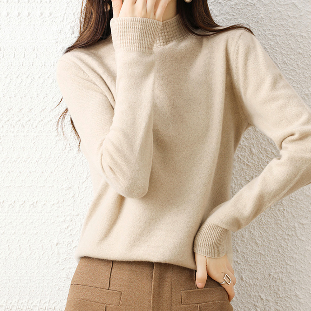 プチハイネックニットトップス レディース 。可  