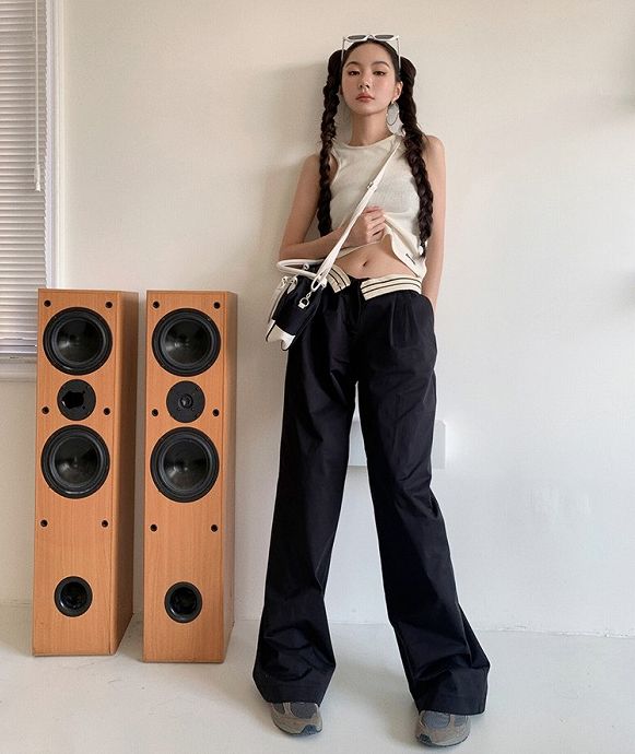 タック ロングパンツ 韓国 ストリート オルチャン HIPHOP レディース 衣装 ダンス 原宿系 K-POP 