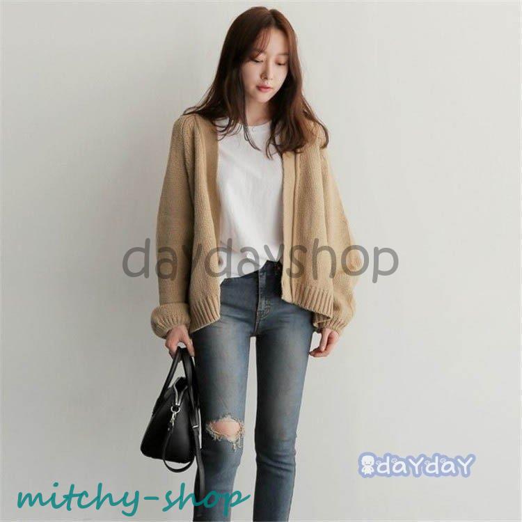 ニットカーディガン レディース 秋 カーディガン ニット セーター 30代 長袖 ショート丈 大きいサイズ 体型カバー ゆったり 20代 秋コート アウター 前開き 