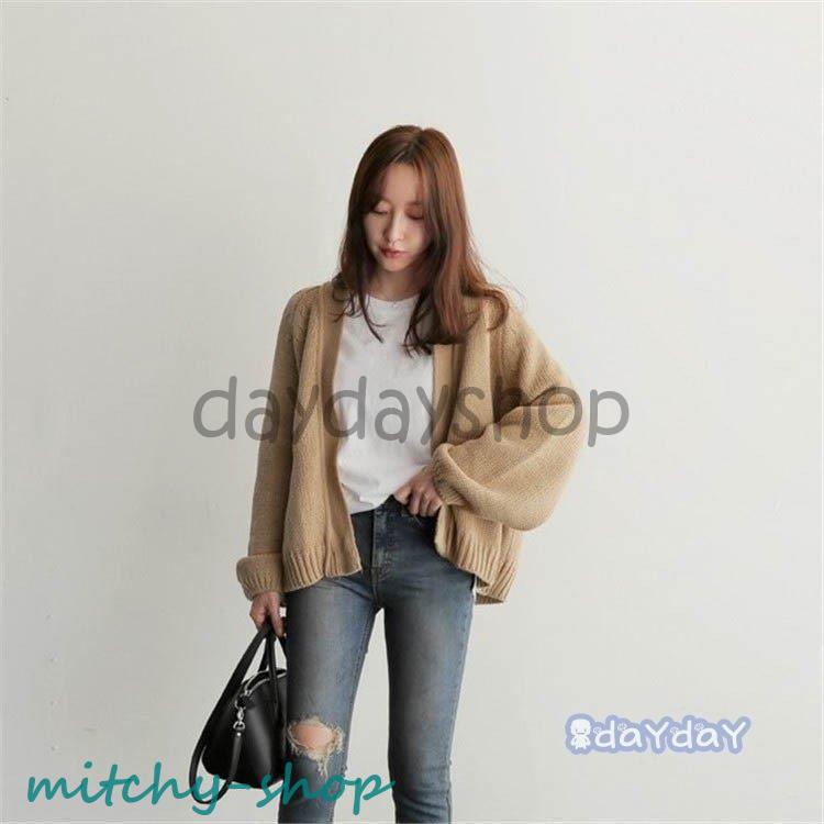 ニットカーディガン レディース 秋 カーディガン ニット セーター 30代 長袖 ショート丈 大きいサイズ 体型カバー ゆったり 20代 秋コート アウター 前開き 