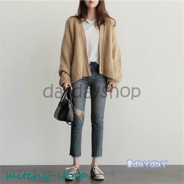 ニットカーディガン レディース 秋 カーディガン ニット セーター 30代 長袖 ショート丈 大きいサイズ 体型カバー ゆったり 20代 秋コート アウター 前開き 