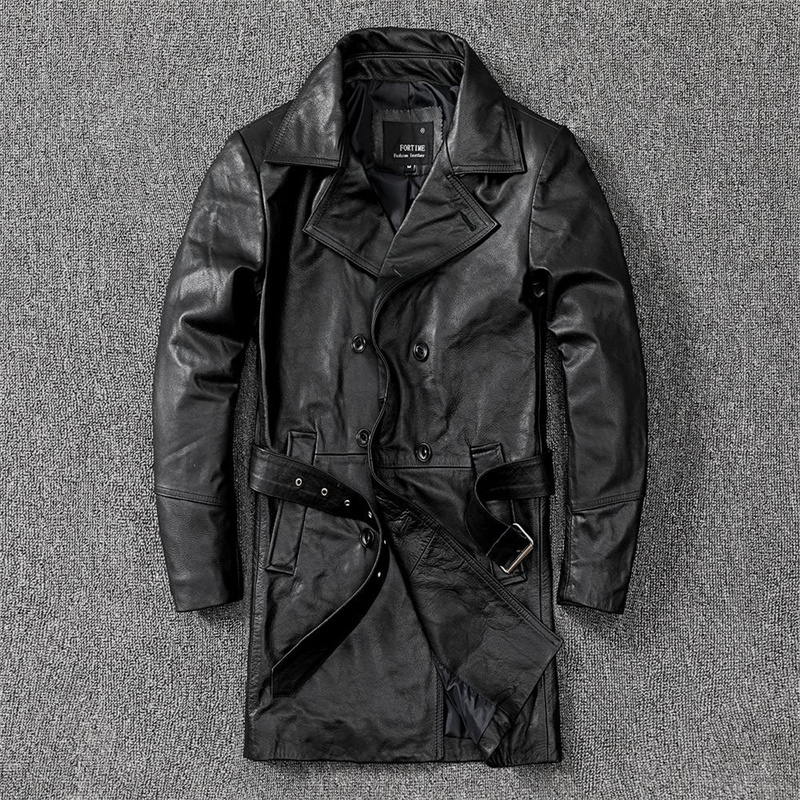。ジャケット トレンチコート レザージャケット メンズ 革ジャン 。 秋冬 牛革 冬服 ロング丈 バイクジャケット 