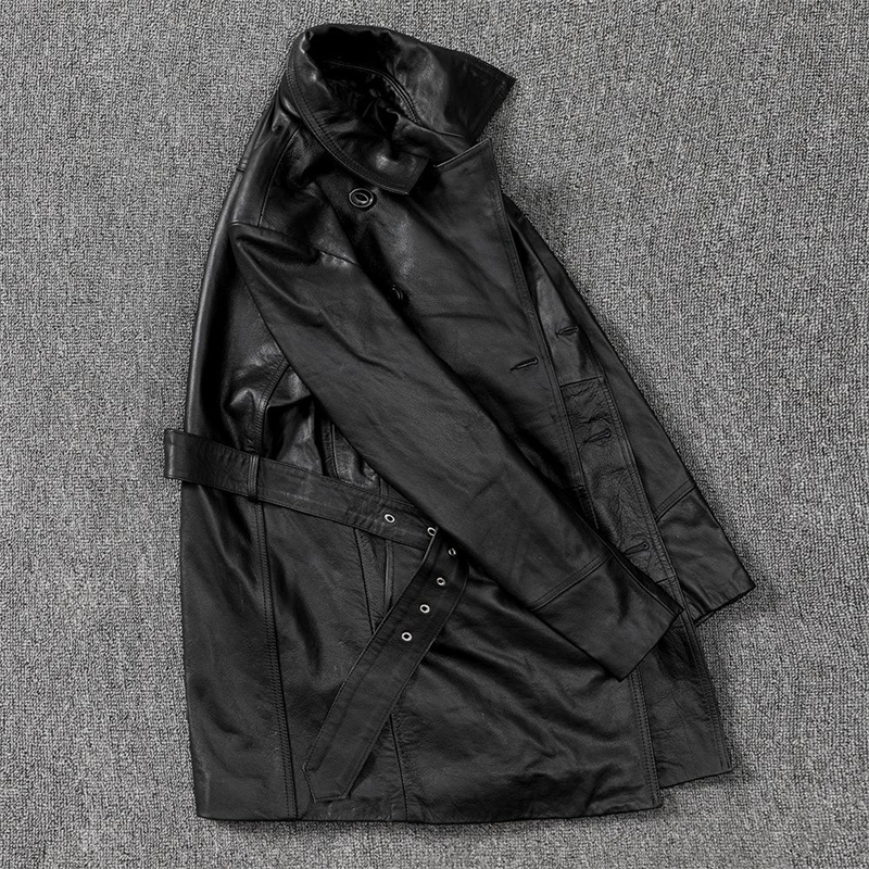。ジャケット トレンチコート レザージャケット メンズ 革ジャン 。 秋冬 牛革 冬服 ロング丈 バイクジャケット 