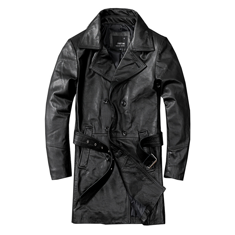 。ジャケット トレンチコート レザージャケット メンズ 革ジャン 。 秋冬 牛革 冬服 ロング丈 バイクジャケット 