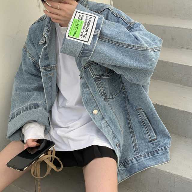 アウター デニム ジャケット デニムジャケット レディース ライトアウター ミディアムジャケット 羽織 キレセク 襟付き オーバーサイズ 長袖 