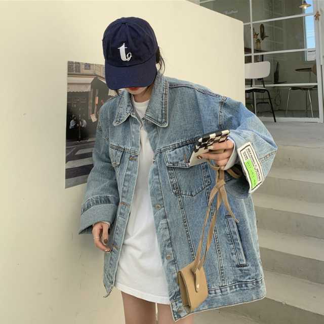 アウター デニム ジャケット デニムジャケット レディース ライトアウター ミディアムジャケット 羽織 キレセク 襟付き オーバーサイズ 長袖 