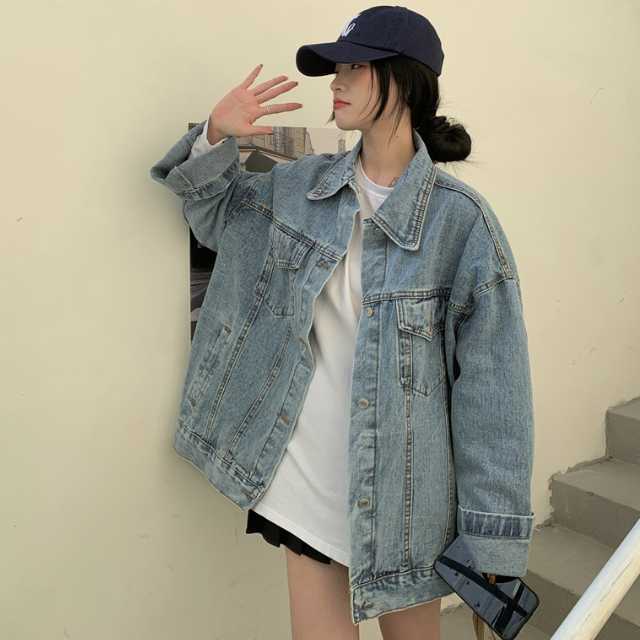 アウター デニム ジャケット デニムジャケット レディース ライトアウター ミディアムジャケット 羽織 キレセク 襟付き オーバーサイズ 長袖 