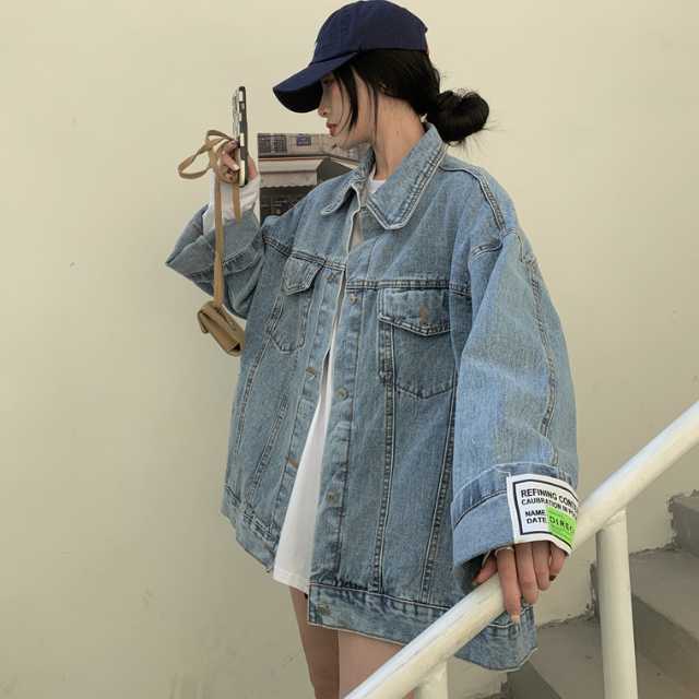 アウター デニム ジャケット デニムジャケット レディース ライトアウター ミディアムジャケット 羽織 キレセク 襟付き オーバーサイズ 長袖 