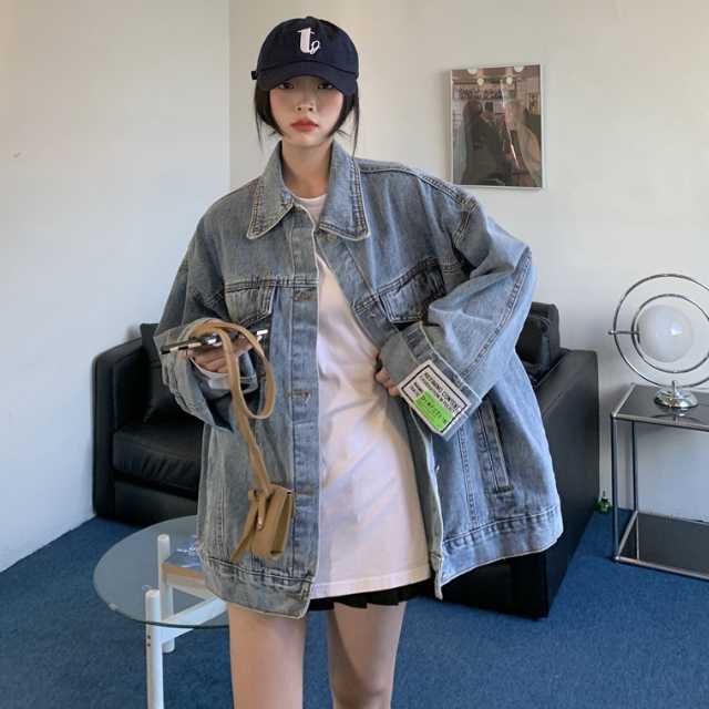 アウター デニム ジャケット デニムジャケット レディース ライトアウター ミディアムジャケット 羽織 キレセク 襟付き オーバーサイズ 長袖 