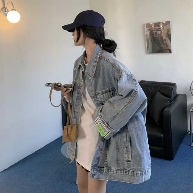 アウター デニム ジャケット デニムジャケット レディース ライトアウター ミディアムジャケット 羽織 キレセク 襟付き オーバーサイズ 長袖 