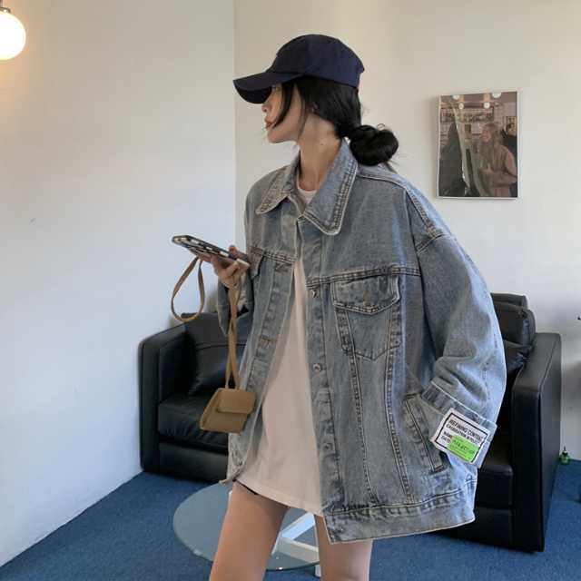 アウター デニム ジャケット デニムジャケット レディース ライトアウター ミディアムジャケット 羽織 キレセク 襟付き オーバーサイズ 長袖 