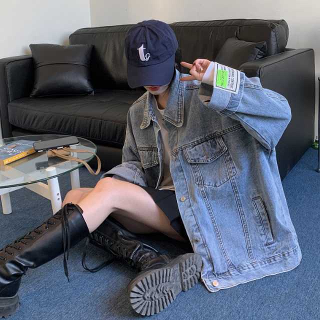 アウター デニム ジャケット デニムジャケット レディース ライトアウター ミディアムジャケット 羽織 キレセク 襟付き オーバーサイズ 長袖 