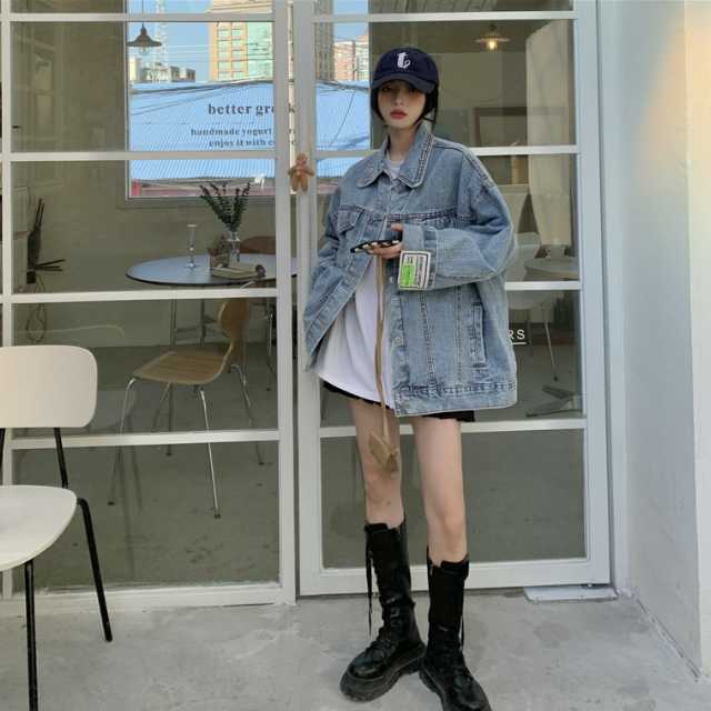 アウター デニム ジャケット デニムジャケット レディース ライトアウター ミディアムジャケット 羽織 キレセク 襟付き オーバーサイズ 長袖 
