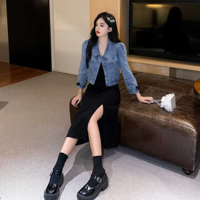 アウター デニム ジャケット デニムジャケット ショート丈 レディース 襟付き カジュアル キレセク ライトアウター 羽織 長袖 ショートジャケット 