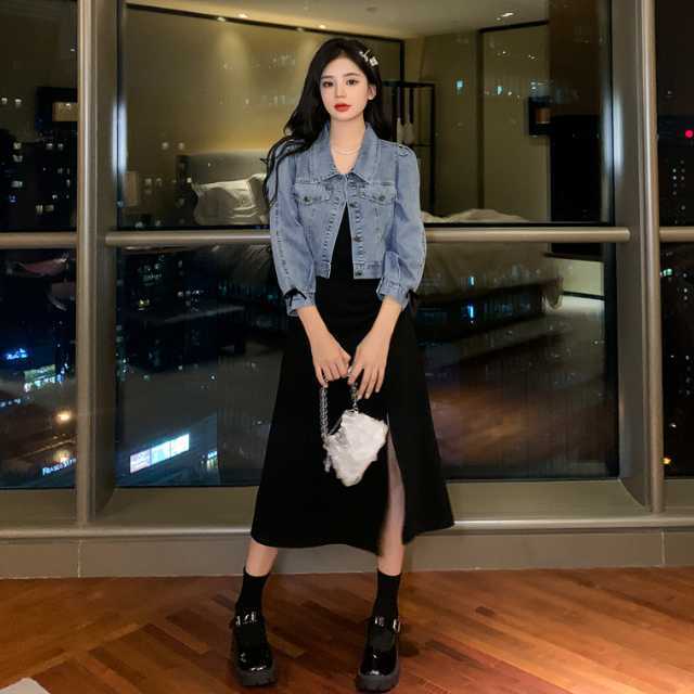 アウター デニム ジャケット デニムジャケット ショート丈 レディース 襟付き カジュアル キレセク ライトアウター 羽織 長袖 ショートジャケット 