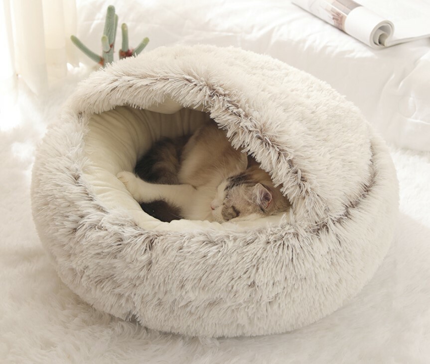 猫ハウス 猫ベッド ペットハウス ドーム型 ペットベッド 子犬 クッション 冬 寒さ対策 暖か ぐっすり眠る 滑り止め 柔らかい もこもこ 洗濯可能 ふわふわ 小型犬