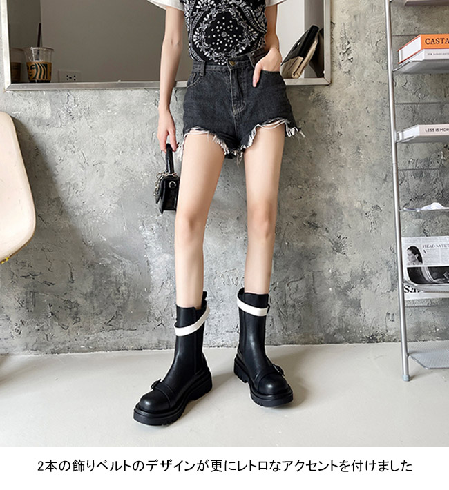 送料無料 サイドゴアブーツ レディース ブーツ 秋 冬 PUレザー ローヒール ピカピカ ブーツ PUブーツ 美脚 厚底 サイドレトロ ミドルブーツ 
