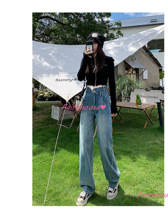 ジーンズ レディース デニムパンツ ストレート ジーパン ワイドパンツ ズボン ロングデニムワイドパンツ ハイウエスト 秋冬 オシャレ30代 春夏 ゆったり着痩せ 