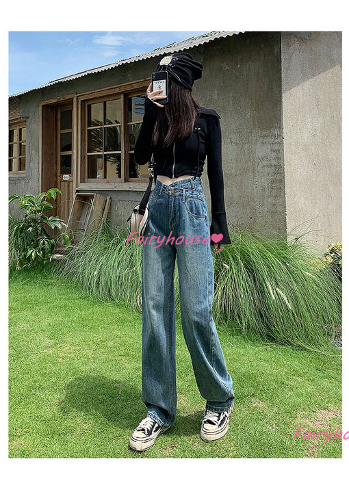 ジーンズ レディース デニムパンツ ストレート ジーパン ワイドパンツ ズボン ロングデニムワイドパンツ ハイウエスト 秋冬 オシャレ30代 春夏 ゆったり着痩せ 