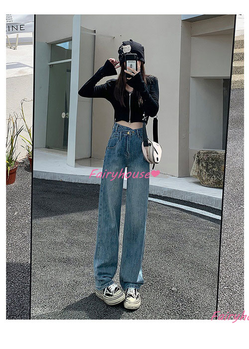 ジーンズ レディース デニムパンツ ストレート ジーパン ワイドパンツ ズボン ロングデニムワイドパンツ ハイウエスト 秋冬 オシャレ30代 春夏 ゆったり着痩せ 