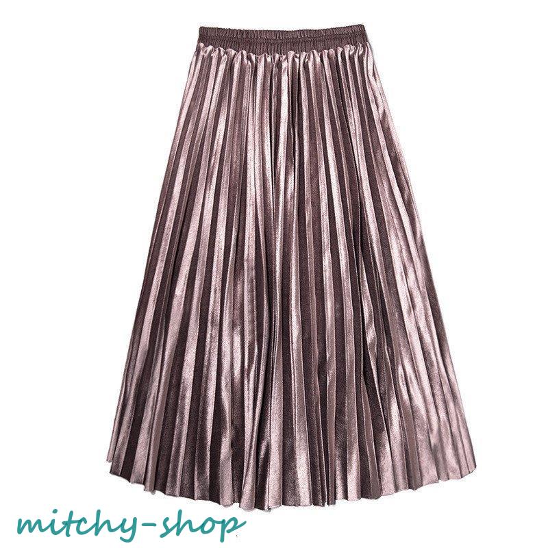 ベロアスカート フレアスカート プリーツスカート 無地 レディース ボロングスカート 。 春秋冬 マキシ丈 ウエストゴム 