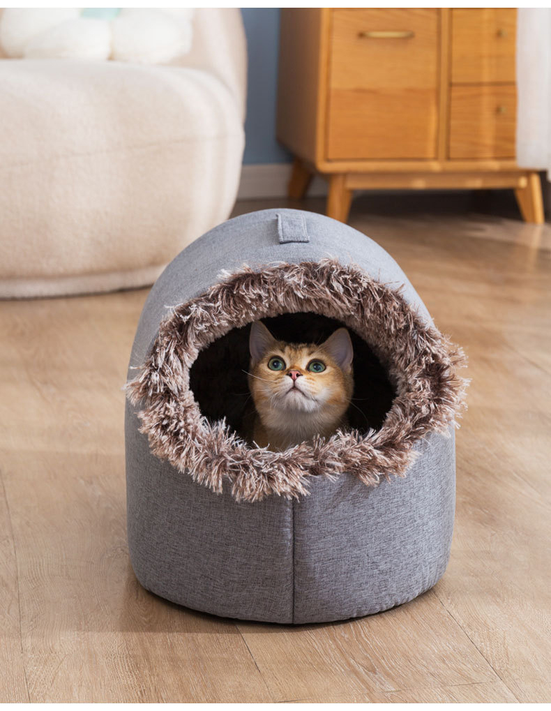 キャットハウス 犬ハウス 猫ハウス 犬ベッド 猫ベッド 冬 ふかふか 洗える 小型犬 暖かい寝床 冬 ぐっすり眠れる ペットハウス 小動物用 保温防寒 ドーム型 