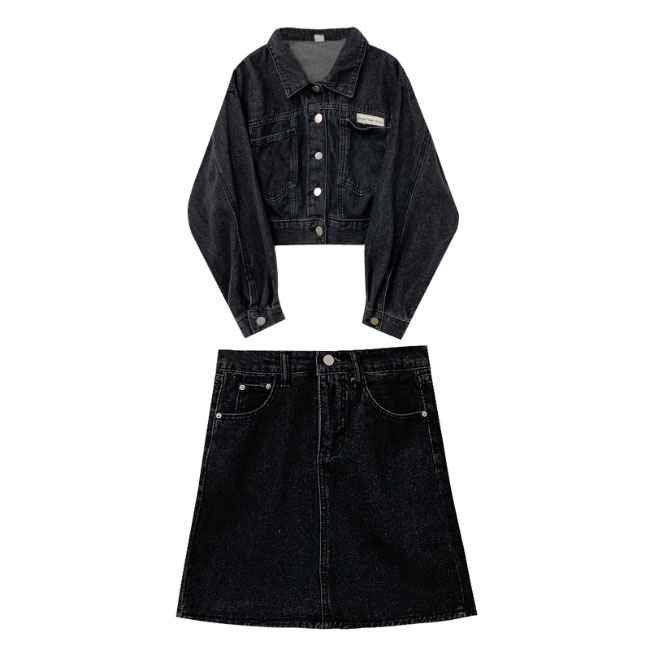 送料無料 デニムジャケット 上下2点セット デニムスカート レディース ジャケット デニム シャツジャケット レトロ 秋 春 ショートスカート タイトスカート 