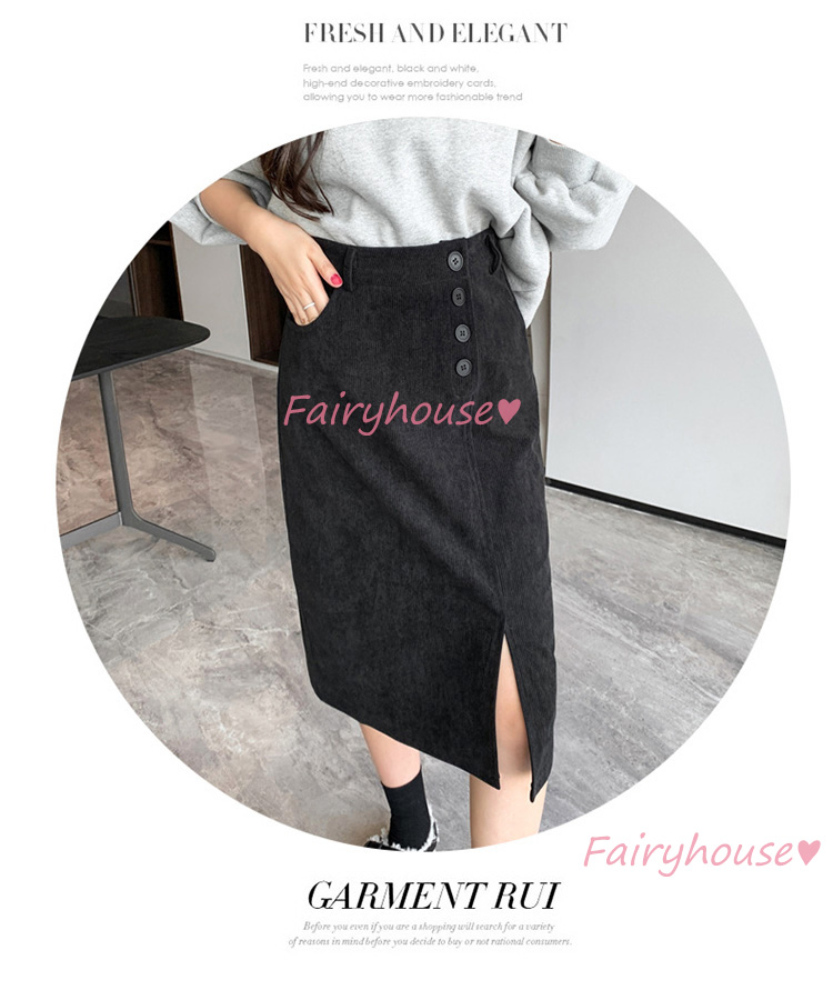 スカート 膝丈 秋冬 タイトスカート 黒コールテンスカート レディース ハイウェストボ大人 ロング丈Aラインスカート スリット 40代 オシャレ30代 50代 