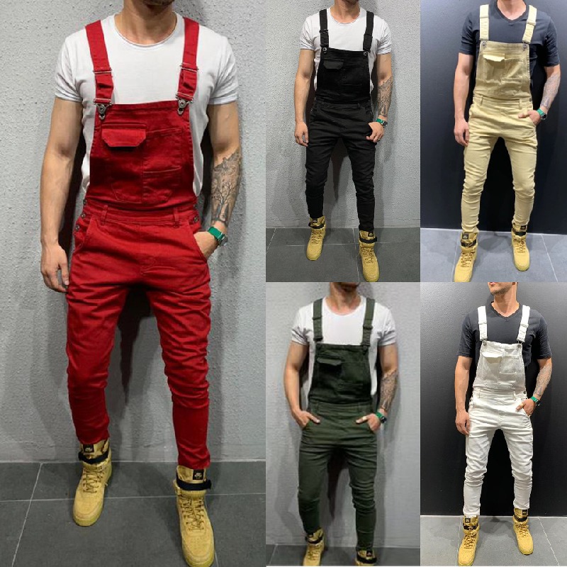 サロペット オーバーオール メンズ スキニー パンツ スリム アメカジ カッコイイ おしゃれ アウトドア 春 デニム 細身 オールインワン 秋 迷彩 無地 きれいめ 