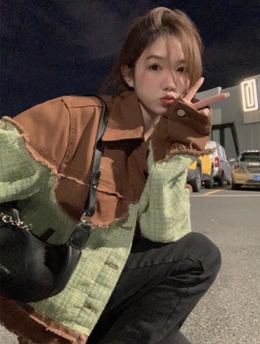 切替 異素材 デニム ジャケット ジージャン 韓国 レディース Y2K オルチャン 原宿系 ダンス衣装 HIPHOP ストリート 