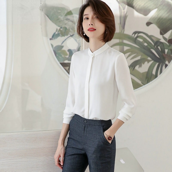 レディースシャツ オフィスシャツ 穏やかな3色選び トップス ブラウス 春夏 カジュアル風 きれいめ オシャレ 着痩 