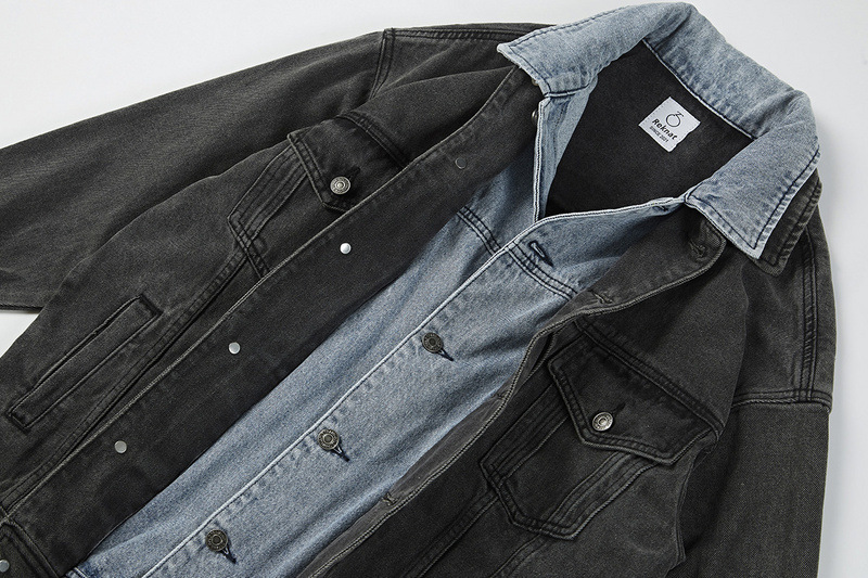 重ね着風 ダブルバイデニム ジャケット ジージャン 韓国 ストリート Y2K レディース 原宿系 HIPHOP ダンス衣装 