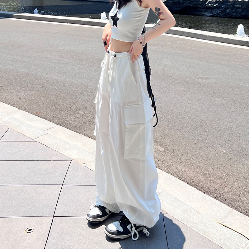 カーゴパンツ ワイドパンツ ドロスト 韓国 ストリート HIPHOP ダンス レディース K-POP 衣装 原宿系 オルチャン 