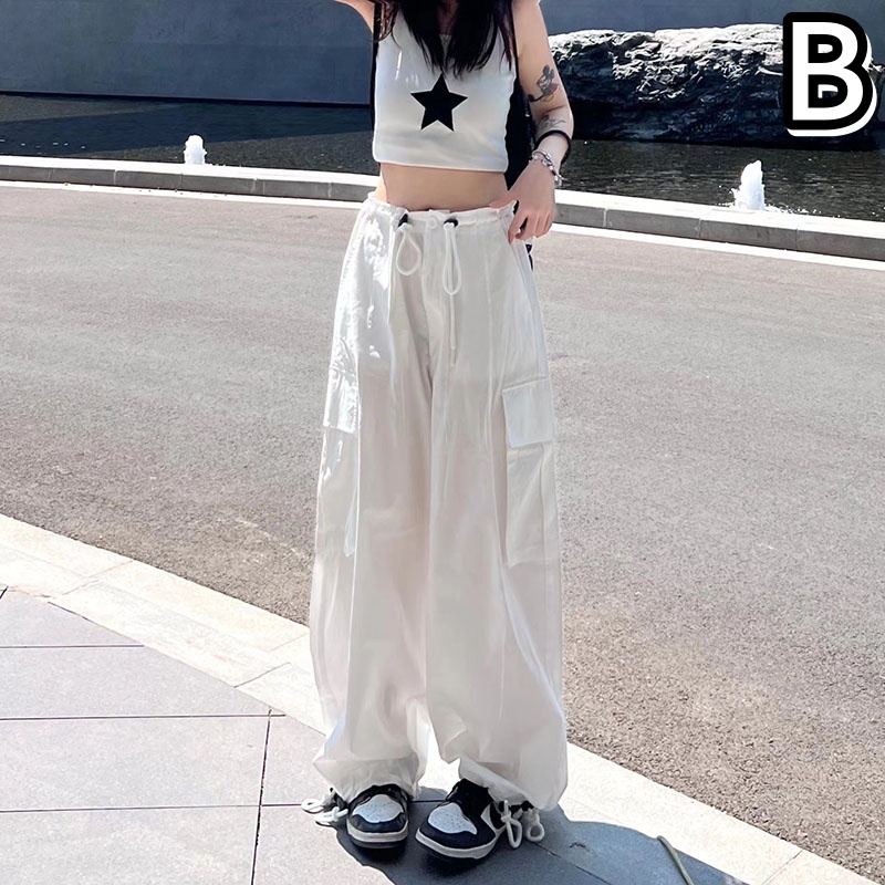カーゴパンツ ワイドパンツ ドロスト 韓国 ストリート HIPHOP ダンス レディース K-POP 衣装 原宿系 オルチャン 