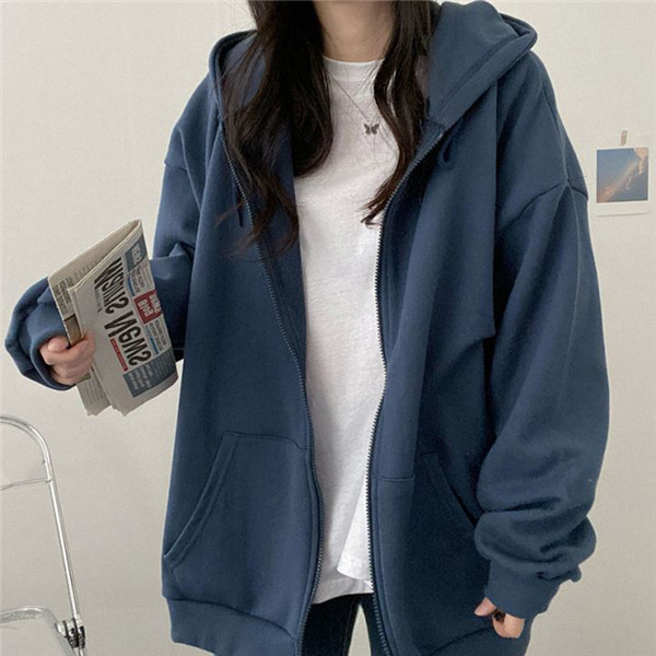 ジップアップ レディース スウェット婦人 無地 春秋 前開き フード付 体型カバー アウター カジュアル 羽織り ゆったり 長袖 
