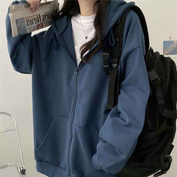 ジップアップ レディース スウェット婦人 無地 春秋 前開き フード付 体型カバー アウター カジュアル 羽織り ゆったり 長袖 