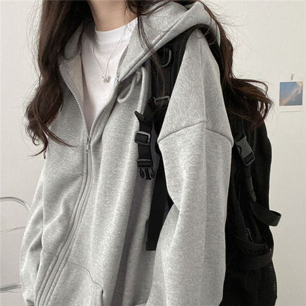 ジップアップ レディース スウェット婦人 無地 春秋 前開き フード付 体型カバー アウター カジュアル 羽織り ゆったり 長袖 