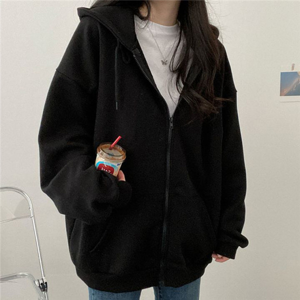 ジップアップ レディース スウェット婦人 無地 春秋 前開き フード付 体型カバー アウター カジュアル 羽織り ゆったり 長袖 