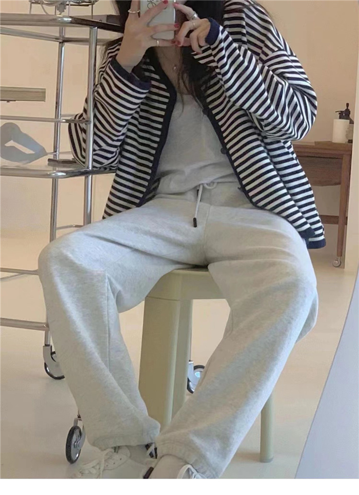 ニットカーディガン リングスナップ レディース 長袖 秋 アウター ボーダー柄 大きいサイズ ショート丈 ゆったり 秋冬 体型カバー ニット可愛い ストライブ 