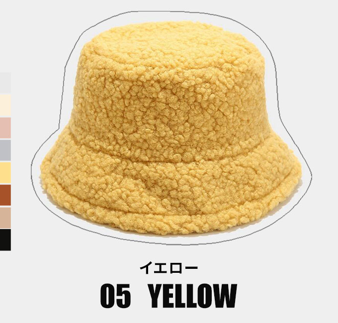 帽子 バケットハット ボア 秋冬 。送料無料 ホワイト ブラック テラコッタ イエロー アイボピンク ブルー ベージュ 