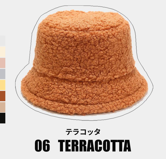 帽子 バケットハット ボア 秋冬 。送料無料 ホワイト ブラック テラコッタ イエロー アイボピンク ブルー ベージュ 