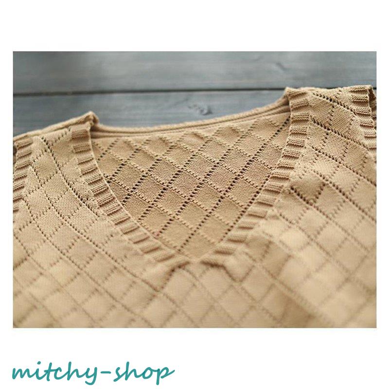 ニットベスト レディース チョッキ トップス Vネック ノースリーブ ゆったり ベスト セーター ジレー カジュアル 秋コーデ 秋物 プルオーバー 