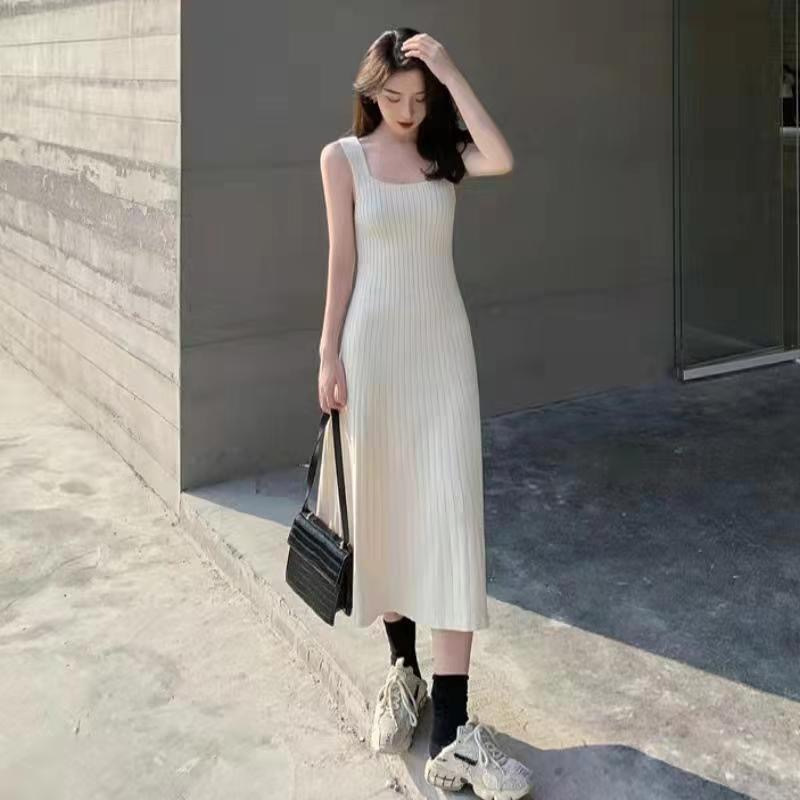 お取り寄せ商品 ワンピース レディース タンクトップ S-2XL 3COLOR 夏ワンピース ノースリーブ シンプル 無地 キャミソールワンピース タンクトップワンピース 