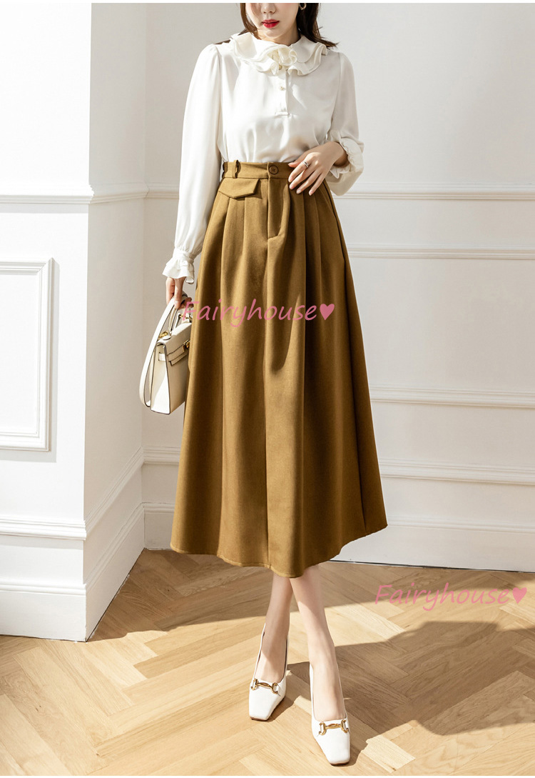 スカート マキシ丈 秋冬 Aラインスカート 無地 フレアスカート ラシャ オシャレ ロング丈スカート ハイウェストボ大人 40代 通勤OL レディース 50代 